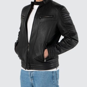 Side Zipper leather Jacket