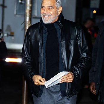 George Clooney black Leather jacket