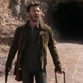 Brown suede leather jacket inspired by Ghosted movie