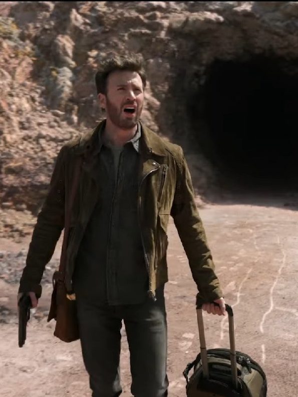 Brown suede leather jacket inspired by Ghosted movie