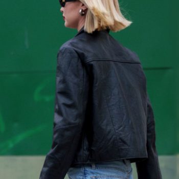 Chic Black Leather Jacket Inspired by Gigi Hadid