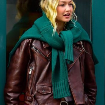 Trendy Black Leather Jacket Inspired by Gigi Hadid