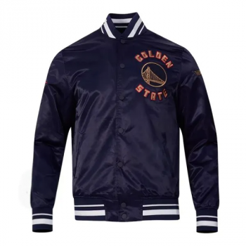 Shop Golden State Warriors 2024/25 City Edition Chenille Navy Satin Jacket