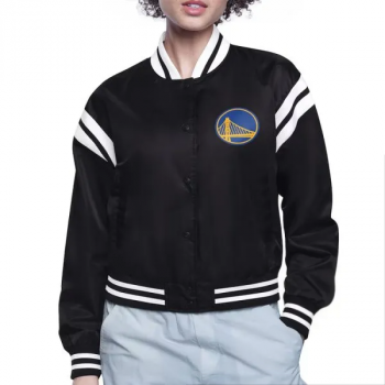 Shop Golden State Warriors Printed Logo Varsity Satin Jacket