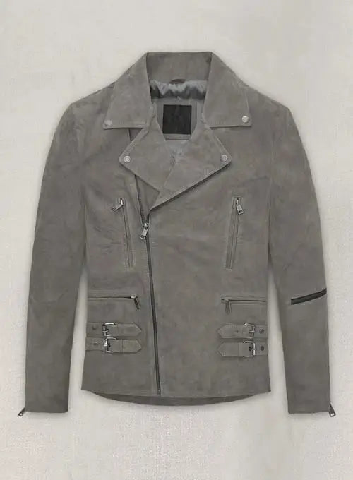 a1a47f0f-e799-40a8-aac4-79ca1827bb26 Gray Suede Leather Jacket Front View in USA
