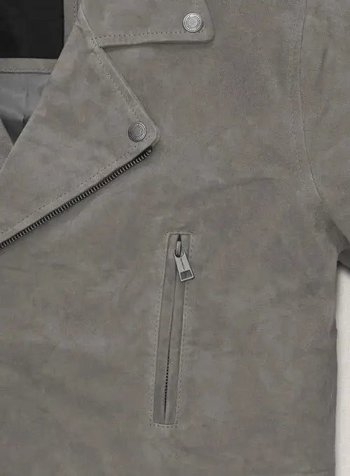 f172f3e0-341d-4167-9fd8-60cfdf7a5317 Stylish Gray Leather Jacket in Suede Finish in USA market