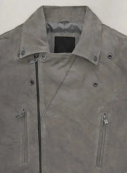 f88cf5b8-a277-4642-b169-263d489ebaab Men's Gray Suede Leather Jacket with Zipper in France style