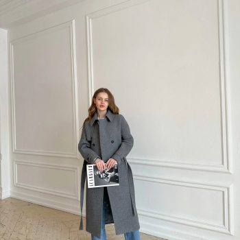 Shop Gray wool trench coat