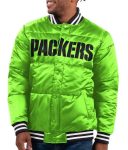 Green Bay Packers Bronx fashion bubble puffer jacket front view in USA