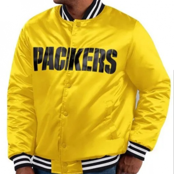 Green Bay Packers Bronx fashion gold jacket front view in USA
