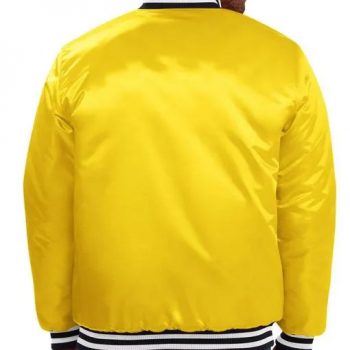Satin gold Packers jacket with contrast PACKERS lettering in USA