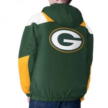 Unisex nylon Packers pullover jacket with hooded collar in USA