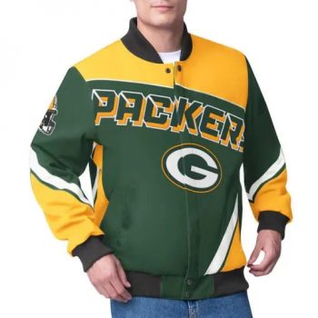 Green Bay Packers maximum racing green cotton jacket front view in USA