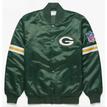 Shop Green Bay Packers Striped Green Satin Jacket