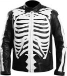 Shop Halloween Special Spooky Skeleton Bones Cosplay Black Leather Jacket