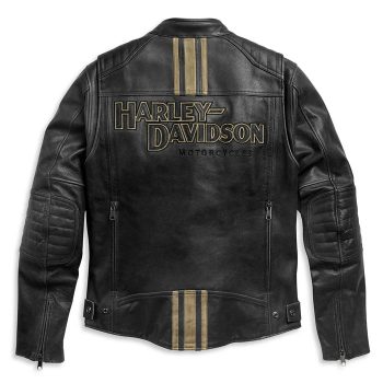 back view Harley-Davidson H-D Triple Vent Passing Link II Men's Leather Jacket front view