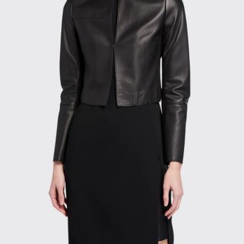 Hasso cropped genuine leather jacket for women in USA