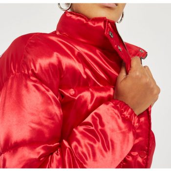 High School Puffer Chicago Bulls Red Jacket back view in France style