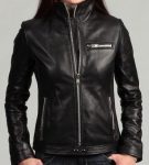 Black Plain Shinny leather jacket in USA