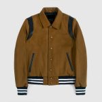Shop Jet Brown and Black Varsity Jacket