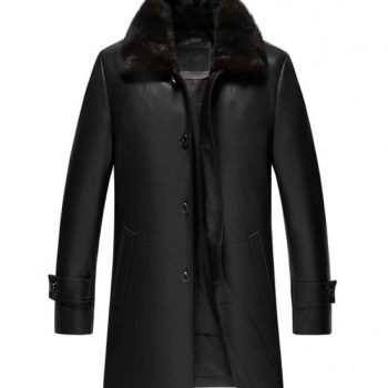 Black with shearling collar coat for men