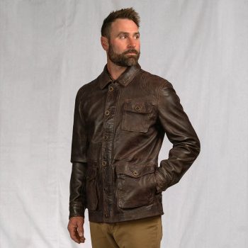 Men's Sheridan leather barn coat in full-grain lambskin in USA