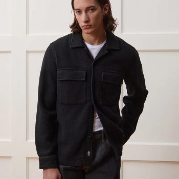 Men's linen-cotton textured shirt jacket for casual wear in USA
