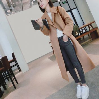 Elegant long woolen coat for women in USA