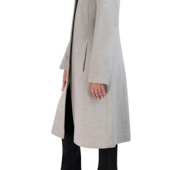 Elegant longline coat made from soft wool blend fabric in USA