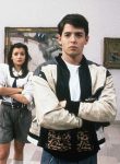 Iconic Ferris Bueller Leather Jacket with Ribbed Details