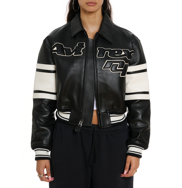 Modern legend leather jacket in a black cropped style in United state market