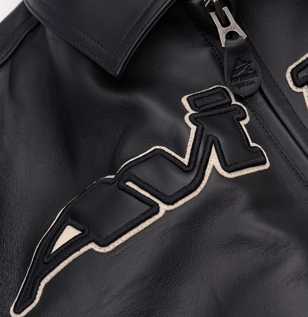 Black cropped leather jacket for men and women with a legend style in USA