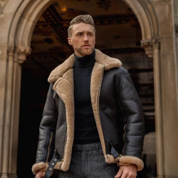 Classic men’s B3 aviator jacket with shearling lining in USA