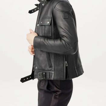 Stylish black leather jacket for men