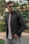 Black quilted puffer jacket for winter wear in USA