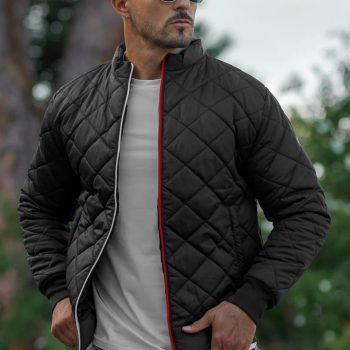 Stylish black puffer jacket with quilted design in USA