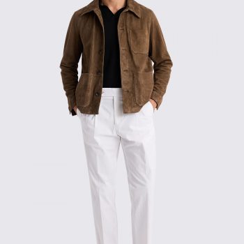 Stylish taupe suede shirt jacket for men in USA