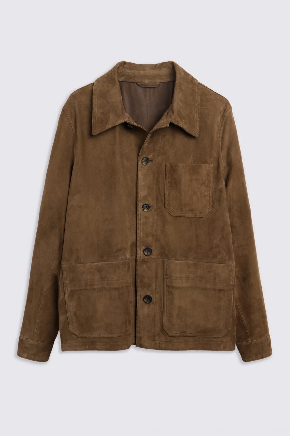 Soft suede overshirt in taupe color in USA