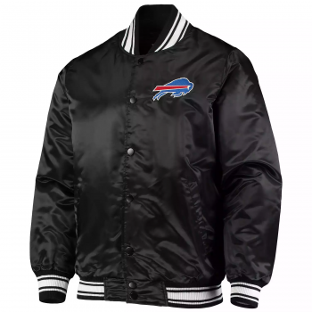 Shop Men's Black Buffalo Bills Locker Room Satin Varsity Full-Snap Jacket