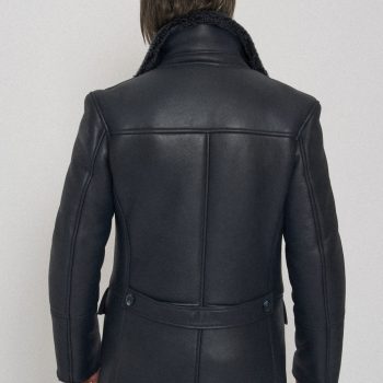 MEN's Black fur collar leather jacket