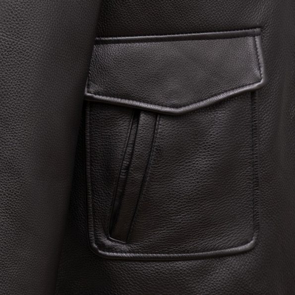 Durable Black Leather Jacket for Men with Zipper Closure in USA