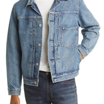 Classic Type 1 denim trucker jacket with front pleats in USA