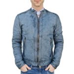 Men's Decant Biker Jacket in Leather