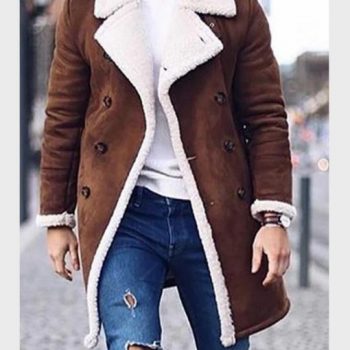 double breasted collar fur leather jacket in usa