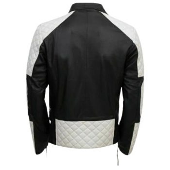 Stylish Men's Lambskin Leather Jacket in Black and White in American Style