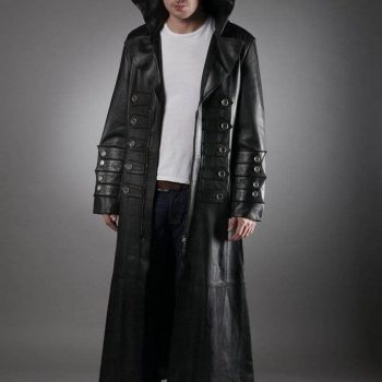Shop Men's Military Black Leather Trench Coat