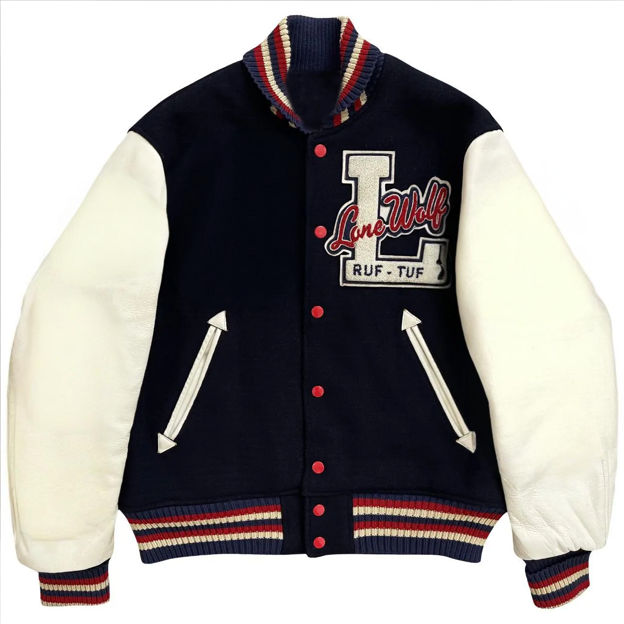 freepik__retouch__35740 Men's Navy and White Unisex Varsity Jacket with Classic Design in USA