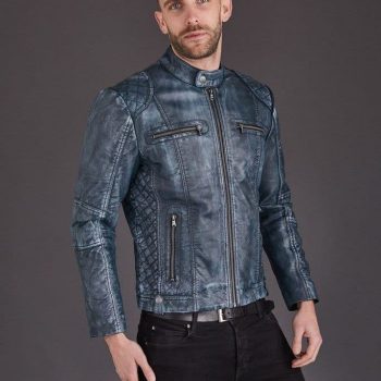 Men's Quilted Vintage Biker leather jacket in usa