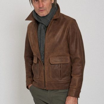 Brown camel leather jacket