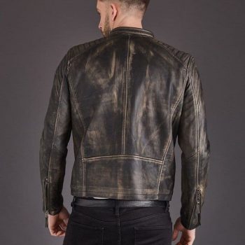 Black biker leather jacket for men